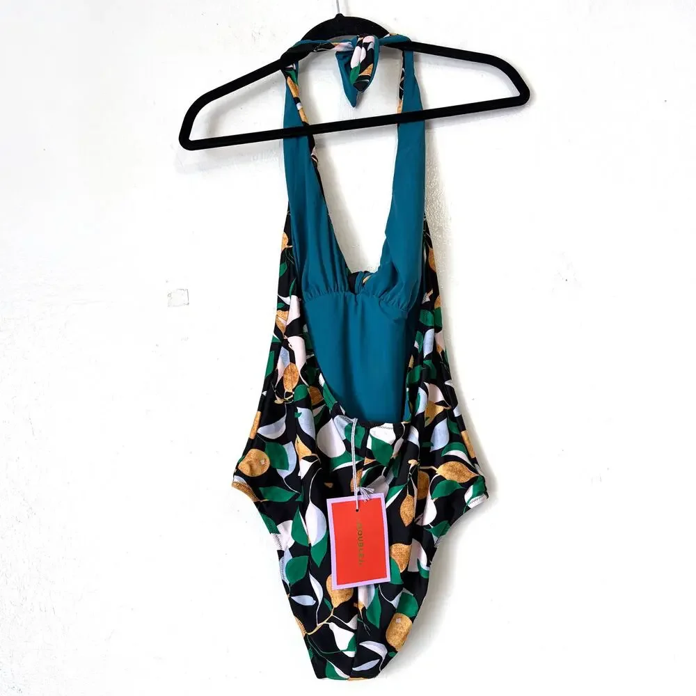 LA DOUBLEJ Bow Bather Orchard Swimsuit XXL US 12 NWT